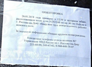За сведения о матери, выбросившей еще живого новорожденного в мусорный жбан, объявили вознаграждение За сведения о матери, выбросившей еще живого новорожденного в мусорный жбан, объявили вознаграждение