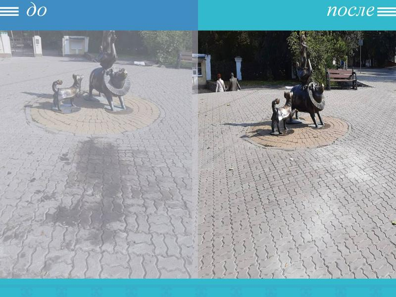 Пятна масла у памятника Таганрога убрали, но станет ли плитка прежней? Пятна масла у памятника Таганрога убрали, но станет ли плитка прежней?